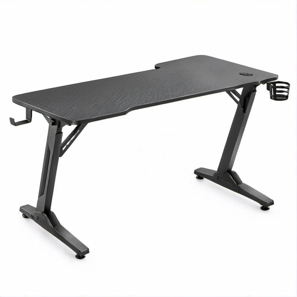 Gaming-Schreibtisch Schwarz mit MDF-Platte und Stahlgestell, 140 x 60 x 75 cm