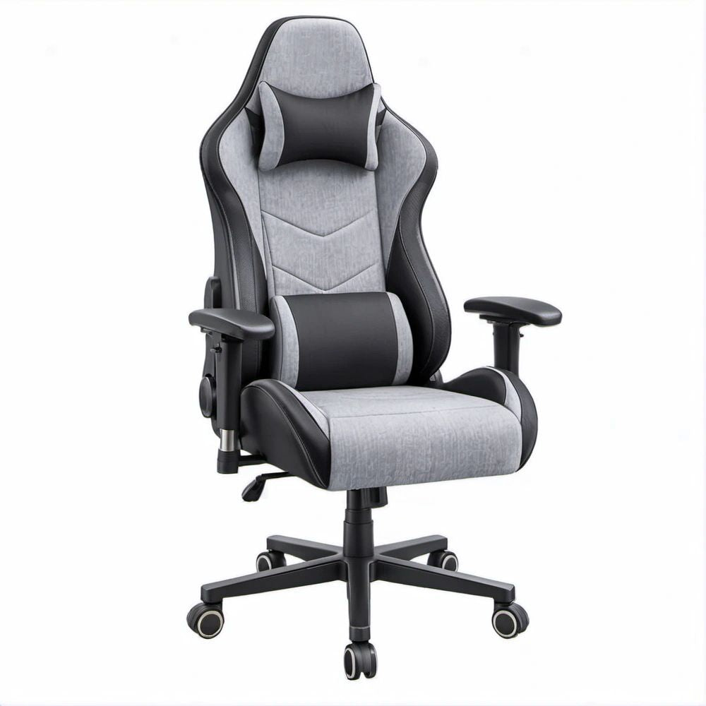 Ergonomischer Gamingstuhl Grau/Schwarz, 66 x 66 x 125–135 cm