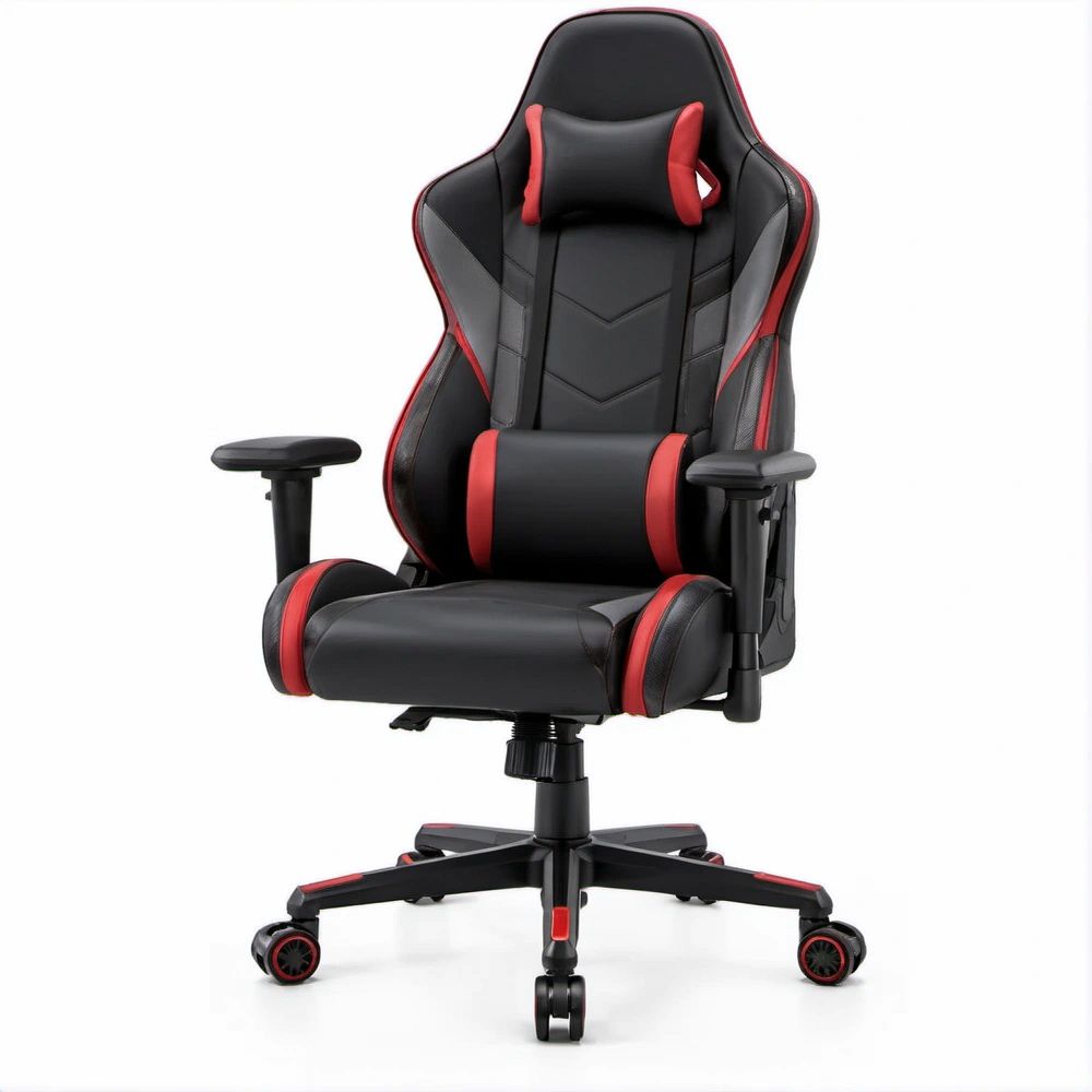 Gamingstuhl Schwarz/Rot aus PU-Kunstleder, 67 x 68 x 120–130 cm