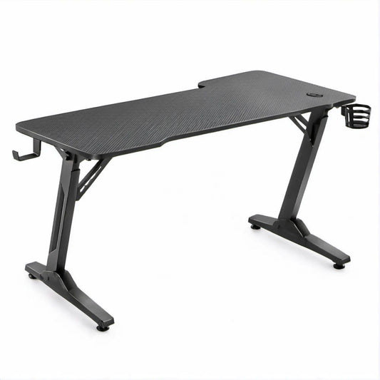 Gaming-Schreibtisch Schwarz mit MDF-Platte und Stahlgestell, 140 x 60 x 75 cm