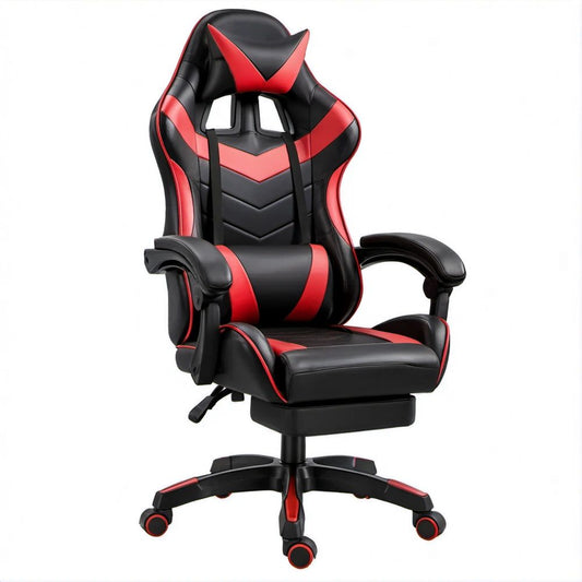 Gamingstuhl aus PU-Kunstleder in Schwarz/Rot, 66 x 68 x 122–132 cm