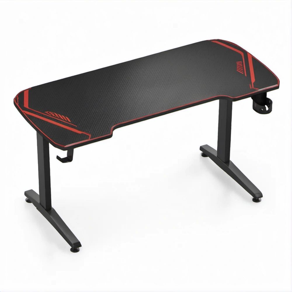 Gaming-Schreibtisch Schwarz/Rot, 120 × 60 × 75 cm, MDF und Stahl
