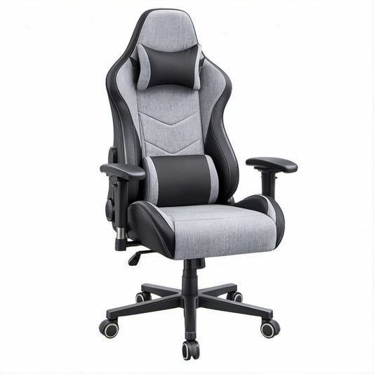 Ergonomischer Gamingstuhl Grau/Schwarz, 66 x 66 x 125–135 cm