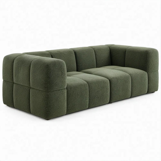 3-Sitzer-Sofa in Olivgrün mit Bouclé-Polyester, 230 x 100 x 70 cm